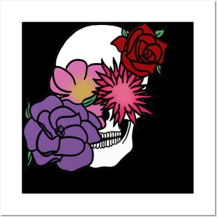 flower sugar skull Posters and Art